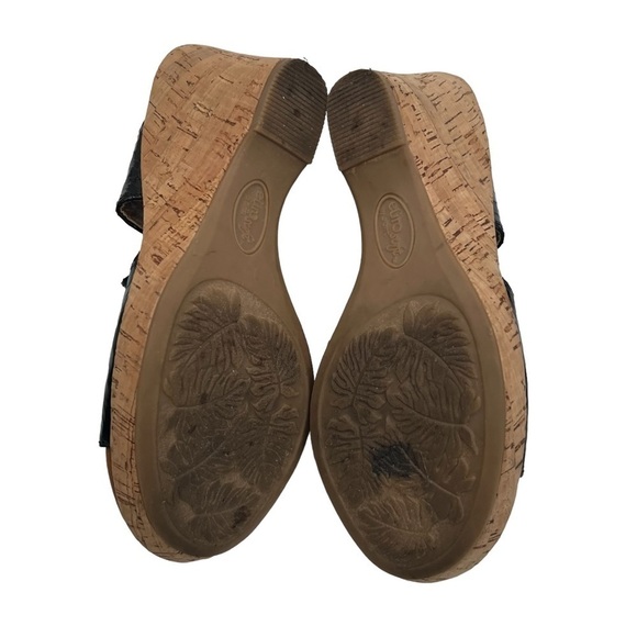Euro Soft By Sofft Black Patent Farrah Cork Wedge Sandals Size 6 Women’s - Picture 9 of 9